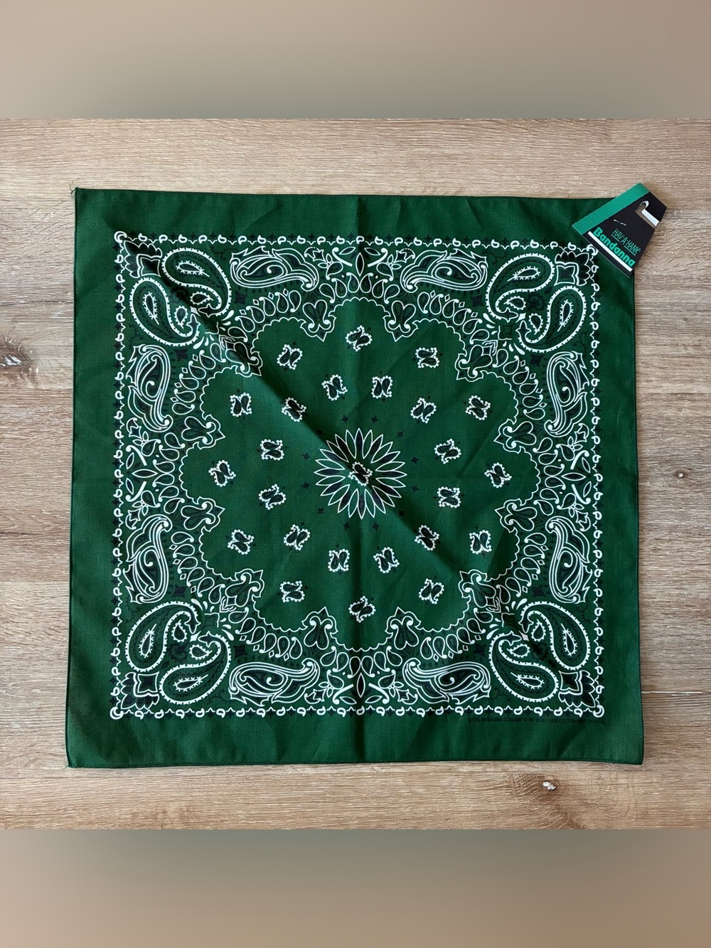 HAV-A-HANK Green Paisley Bandana 21”x21” New With Tags USA Made Cotton